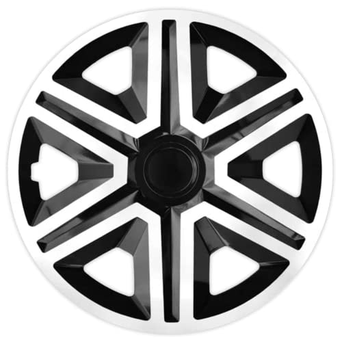 Ohmtronixx Action Radkappen 14 Zoll 4er Set, schwarz/weiß, Radzierblenden aus ABS Kunststoff