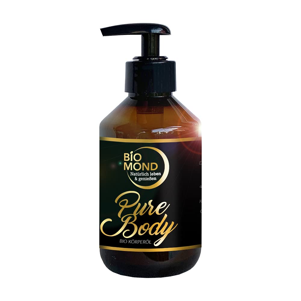 BIO PURE BODY Körperöl Hautöl Bodyoil BIOMOND 200 ml, 100% natürliche Öle, frisch gepresst, Naturkosmetik, Hautstraffung, Feuchtigkeitspflege