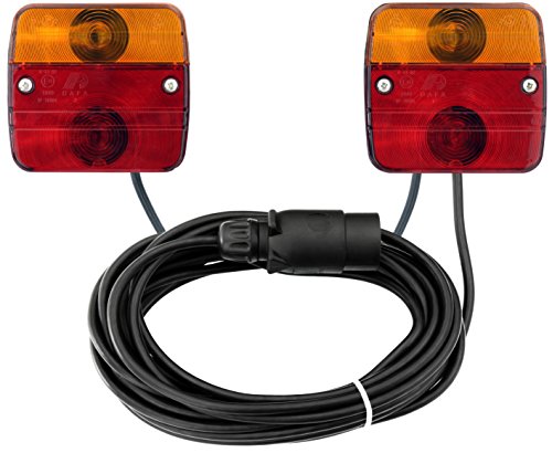 AdLuminis Rückleuchten-Set verkabelt für PKW-Anhänger, 7m Kabel, 7-poliger Stecker, Anhängerbeleuchtung für Straßenverkehr zugelassen, Rücklicht