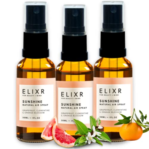 ELIXR Raumspray Sunshine 3x 30ml I Grapefruit Mandarine Orangenblüte I 100% naturreine ätherische Öle I Raumduft, Duftspray, Lufterfrischerspray
