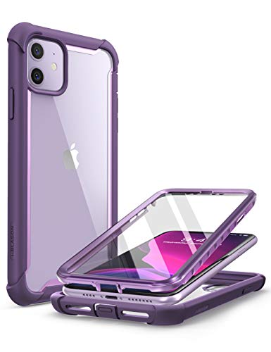 i-Blason iPhone 11 Hülle Bumper Case 360 Grad Handyhülle Transparent Schutzhülle Cover [Ares] mit eingebautem Displayschutz 6.1 Zoll 2019 Ausgabe (Lila)