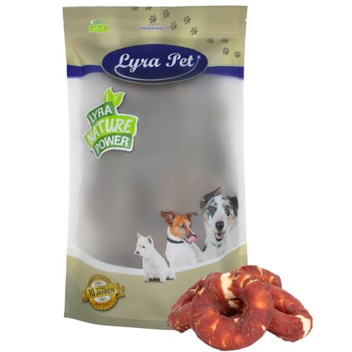 Lyra Pet® 1 kg Kauringe mit Entenbruststreifen Hundefutter Snack fettarm schonend getrocknet getrocknet Leckerli Kausnack Kauartikel für Hunde Kauspaß