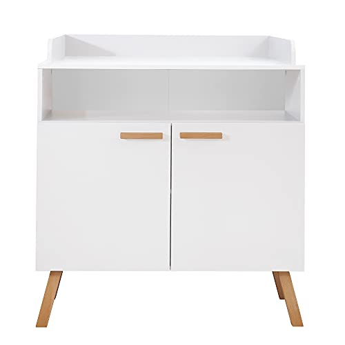 trendteam smart living Wickelkommode Kommode, Holz, Weiß, Buche massiv, 96 x 105 x 78 cm