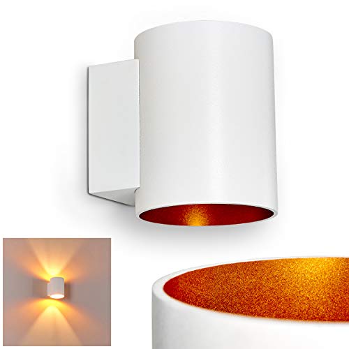 Wandlampe Letsbo aus Metall in Weiß/Gold, moderne Wandleuchte mit Lichteffekt, 1 x G9-Fassung, max. 40 Watt, Innenwandleuchte mit Up & Down-Effekt, geeignet für LED Leuchtmittel
