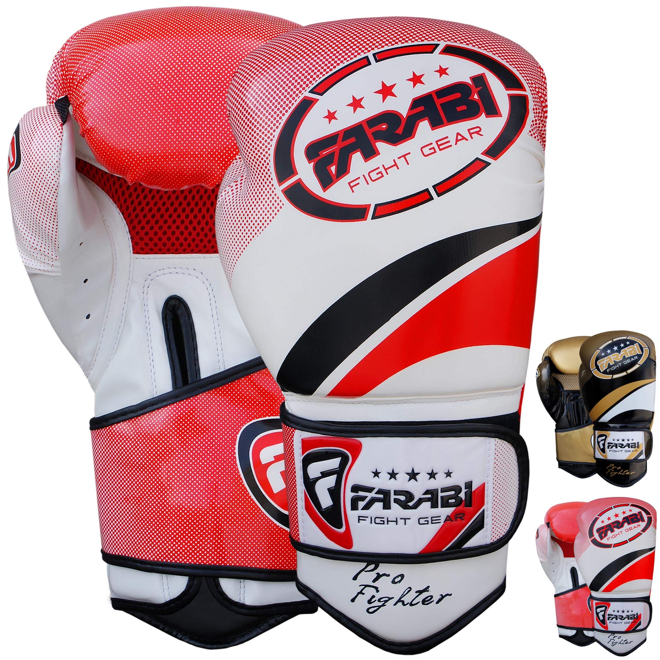 Farabi Sports Boxhandschuhe 10 oz, 12 oz, 14 oz, 16 oz Box Handschuhe für Training, Sparring, Kickboxen, MMA, Muay Thai, Boxhandschuhe männer & Damen Kampf Handschuhe (Red, 12-oz)