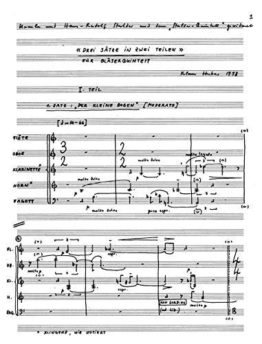 Drei Sätze in zwei Teilen Kammermusik 1958/59 Studienpartitur