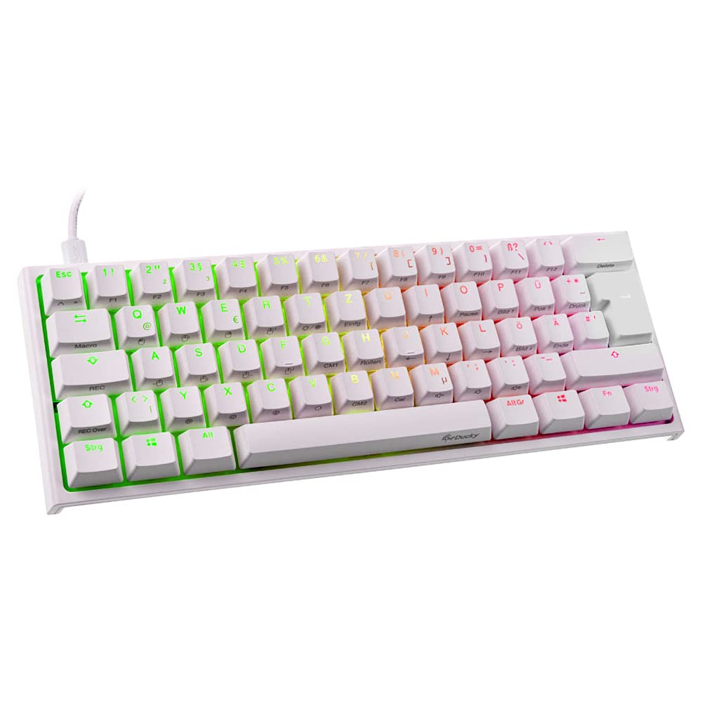 Ducky ONE 2 Mini Gaming Tastatur, RGB-LED Gaming Keyboard, Cherry MX-Brown, Mechanische Tastatur, Mini 60% Key Layout, Abnehmbare Kabel, weiß
