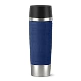 Emsa 515618 Travel Mug Classic Grande | 500ml | Thermobecher | Isolierbecher | hält 6h heiß | 12h kalt |100% dicht | auslaufsicher | Easy Quick-Press-Verschluss | 360°-Trinköffnung | Blau | 1 Stück