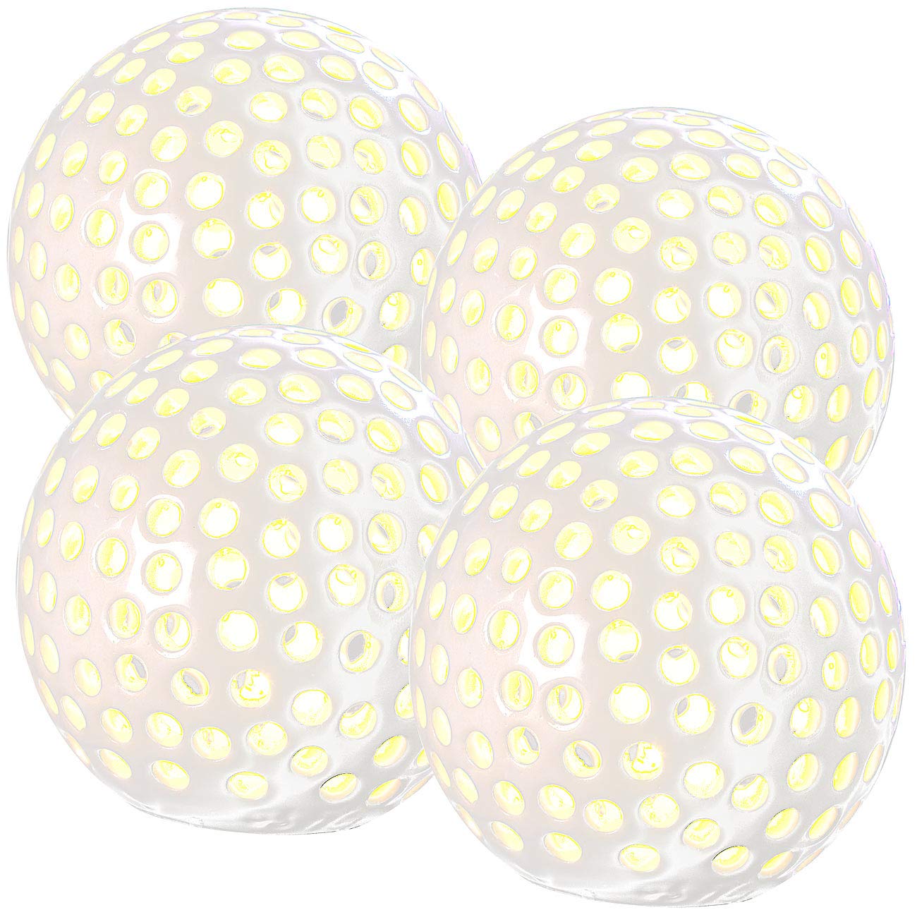 Lunartec Dekokugel: 4er-Set kabellose LED-Dekoleuchten aus Keramik, ؠ83 mm (dekorative Lampe, Windlicht Keramik, Tischleuchte Batterie)