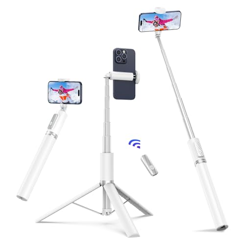 ATUMTEK Selfie Stick Stativ 172 cm mit kabelloser Fernbedienung weiß