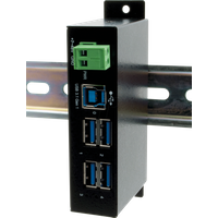 Exsys EX-1504HMS - Managed 4-Port USB 3.2 Gen1 Metall HUB mit 15KV EDS Überspannungsschutz (Din-Rail)