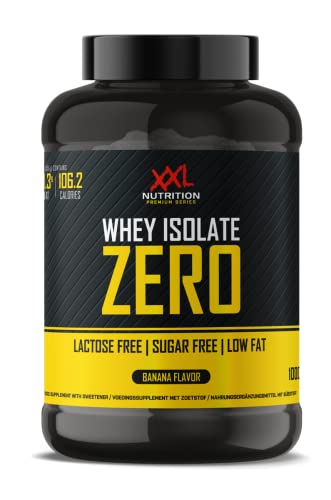 XXL Nutrition - Whey Isolate Zero - Laktosefreies Protein Pulver Isolat - 90% Eiweiss, Laktosefrei, Zuckerfrei - Banana - 1000 Gramm