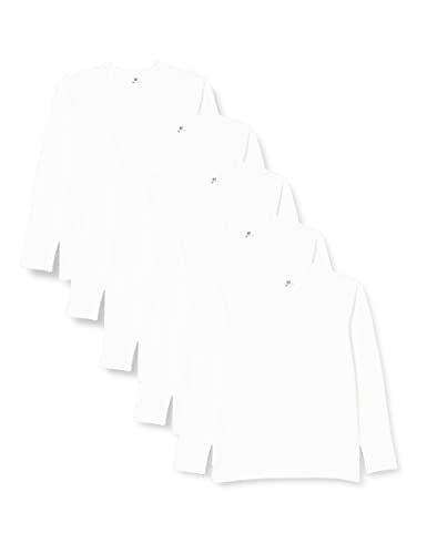 Lower East Herren Langarmshirt mit V-Ausschnitt, 5er Pack, Gr. Small, Weiß