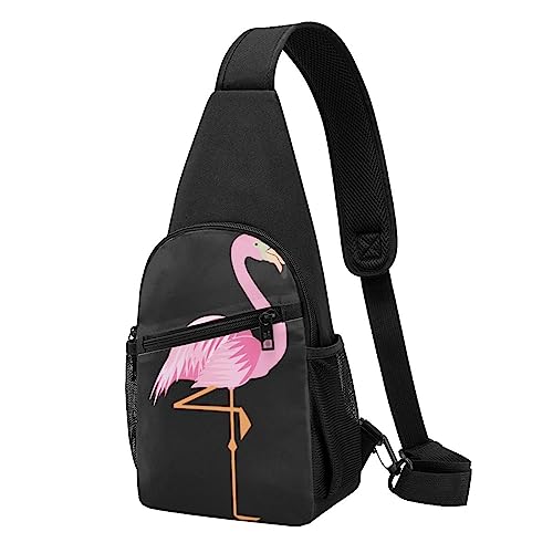 Phoenix Sling Bag Crossbody Rucksack Brustrucksack für Herren Damen, verstellbare linke und rechte Schulter, Wandern, lässiger Tagesrucksack, Pinker Flamingo-Vogel, Einheitsgröße