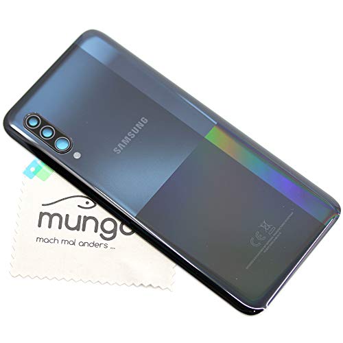 Akkudeckel für Samsung Original für Samsung Galaxy A90 5G (A908B) Schwarz Backcover Deckel Rückwand mit mungoo Displayputztuch