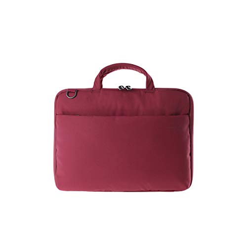 Tucano Darkolor Hartschalentasche für Laptop Notebook bis 14 Zoll, für den mobiler Arbeitsplatz mit praktischer Standfunktion und abnehmbarem Schultergurt - Rot