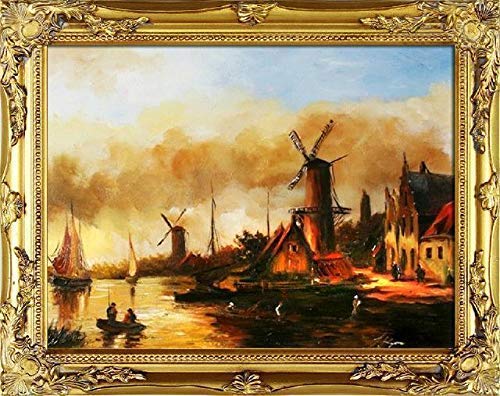 jvmoebel Gemälde Ölbild Bild Ölbilder Rahmen Bilder Seefahrt Schiffe Ölgemälde G05265