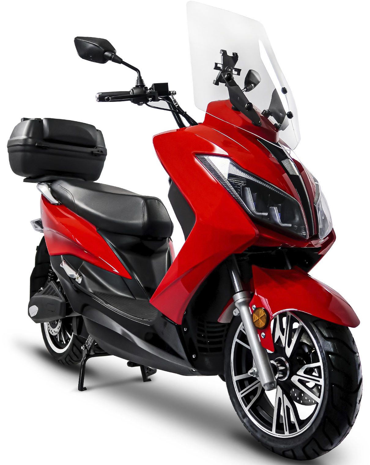 Maximus MX2 Elektroroller 45 km/h - 3000 Watt E-Roller mit 2 herausnehmbaren 60V/32,5Ah Lithium-Akkus - 170 km Reichweite - 2 Personen E-Moped mit LED-Licht - E-Mofa mit Straßenzulassung