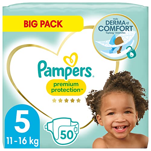 Pampers Baby Windeln Größe 5 (11-16kg) Premium Protection, Junior, BIG PACK, bester Komfort und Schutz für empfindliche Haut, 50 Stück