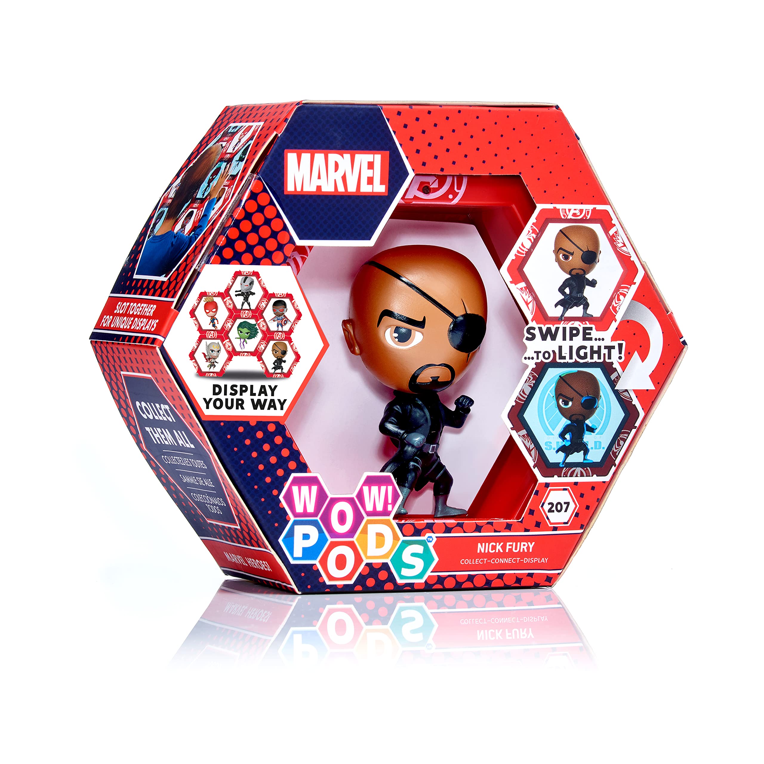 Wow! PODS Marvel Avengers Collection – Nick Fury Superhelden-Spielzeug, beleuchtete Wackelfigur, offizielles Marvel Sammlerstück, Spielzeug und Geschenke, Nummer 207 in der Serie, Mehrfarbig