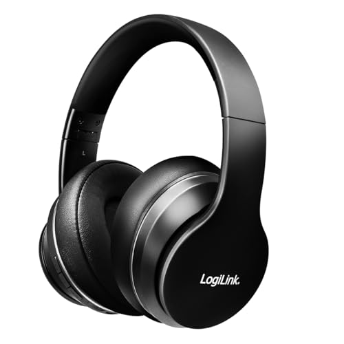 LogiLink BT0053 - Bluetooth V5.0 Active-Noise-Cancelling (ANC) Headset/Kopfhörer mit aktiver Lärmunterdrückung und Schutz- Transportbox