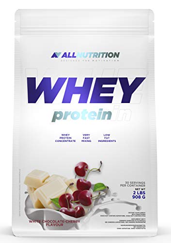 ALLNUTRITION Whey Protein 908g 1er pack Eiweißpulver Molkenproteinpulver Muskelaufbau mit Verzweigte Aminosäuren BCAA (White Chocolate Cherry)