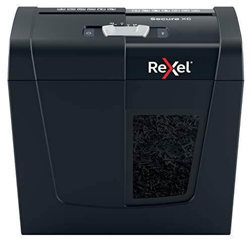 Rexel X6 Aktenvernichter, Partikelschnitt, schreddert bis zu 6 Seiten, Sicherheitsstufe P4, 10 Liter Abfallbehälter, leise und kompakt, für zu Hause/Home Office, Secure Serie, 2020122EU