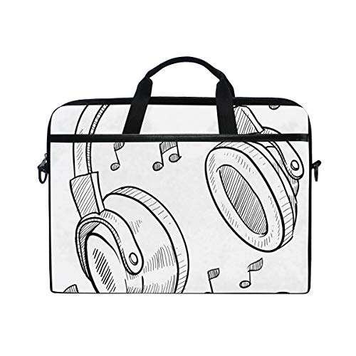 LUNLUMO Musik-Kopfhörer, Skizze Doodle 38,1 cm (15 Zoll) Laptop- und Tablet-Tasche, strapazierfähige Tablet-Hülle für Business/Uni/Damen/Herren