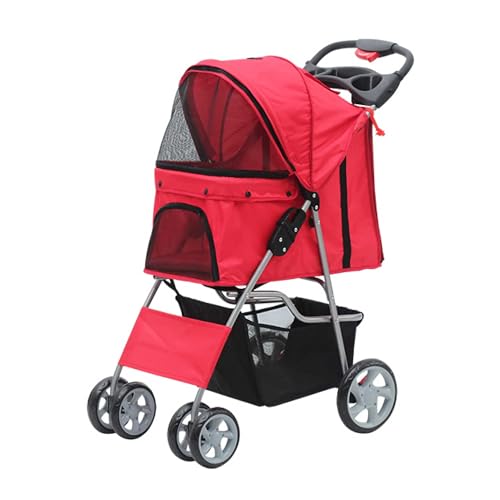 Hundebuggy Katzenbuggy Hundewagen Tierbuggy Pet Stroller Rot