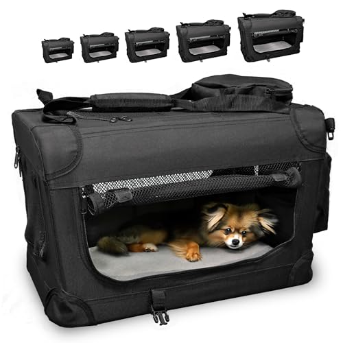 Transporttasche Hundebox Hundetransportbox faltbar Hundetasche Transportbox für Haustiere, Hunde und Katzen Haustiertransportbox (L, Schwarz)
