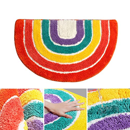 FRFJY Anti-Rutsch-Vorleger Regenbogen -Muster-Halbrund -Bodenmatte für Wohnzimmer Schlafzimmer Dinning Küche Teppiche Fußmatten, 19,6 × 31,4 Zoll