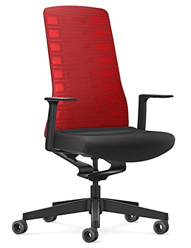 Interstuhl Bürostuhl Pure Active Edition – Anpassung an Gewicht und Bewegung – ergonomische Smart-Spring Technologie (Rot | Schwarz)