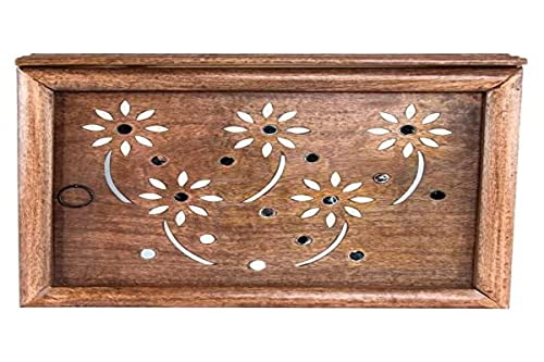 Santiago y Cia Zählerdeckel und Schlüsselhalter aus Holz, weiß bemalte Blumen, sehr originell, schönes Design, Größe: 45 x 35 x 9 cm, Zubehör, mehrfarbig, nicht anwendbar
