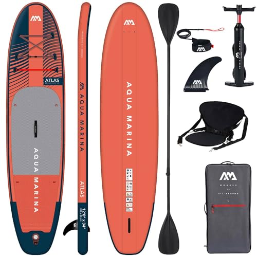 Campsup SUP Aqua Marina Atlas 12'0" Combo Aufblasbares Stand Up Paddle Board | Komplette Packung Surfboard für Einsteiger & Fortgeschrittene mit Kayak Sitz und Doppelpaddel