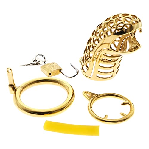 GMEG Keuschheitskäfig Edelstahl Schlange Penis Ring mit Spikes Keuschheit Käfig Gerät Penis Ring für Männer -Manner Homosexuell (Color : Gold, Size : 40mm)