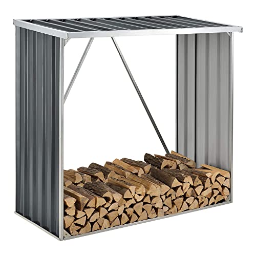 casa.pro Brennholzunterstand aus Stahl Brennholzlager Kaminholz Unterstand Regenschutz für Holz 156x80x152cm Anthrazit