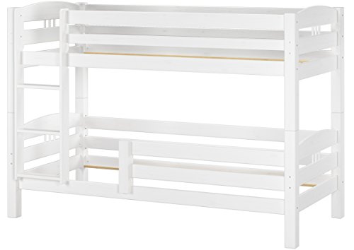 Erst-Holz® Kinderstockbett Etagenbett Kiefer massiv weiß 90x200 cm Hohes Bett Fallschutz 60.10-09WoRF