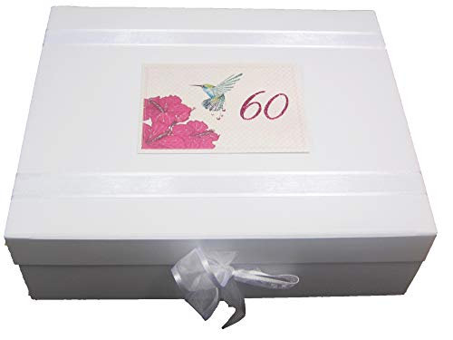 White Cotton Cards HU60X Erinnerungsschachtel, Motiv"60", Aufschrift"Humming Bird"