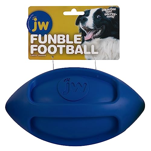 JW Pet (2 Pack) ISqueak Funble Football Durable Rubber Interactive Toy Large