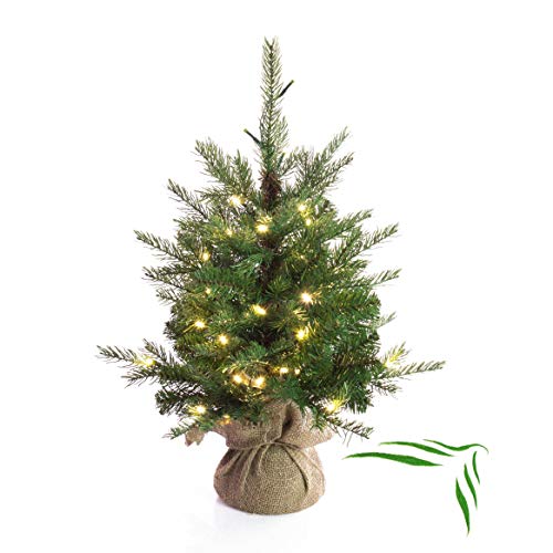 artplants.de Künstlicher Weihnachtsbaum Wellington, 35 LED's, 185 Zweige, 60cm, Ø 50cm - Kunst Tannenbaum - Deko Christbaum