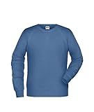 James & Nicholson Herren Raglan Sweatshirt - Sweatshirt im Raglanschnitt aus Bio-Baumwolle | Farbe: Light-Denim-Melange | Grösse: XXL