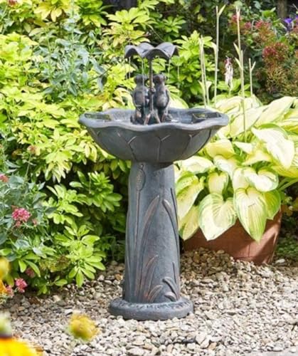 garden mile Solar-Wasserbrunnen, schönes rustikales Wasserspiel, Garten-Solar-Wasserornamente, dient auch als Vogeltränke für Ihren Garten oder Ihre Terrasse – Beeindrucken Sie Ihre Freunde (Frosch Frolics)