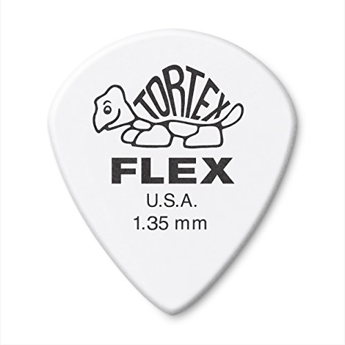 Jim Dunlop 468r1.35 Tortex Flex Jazz III Gitarrenplektrum, 1,35 mm, weiß, 72 Stück
