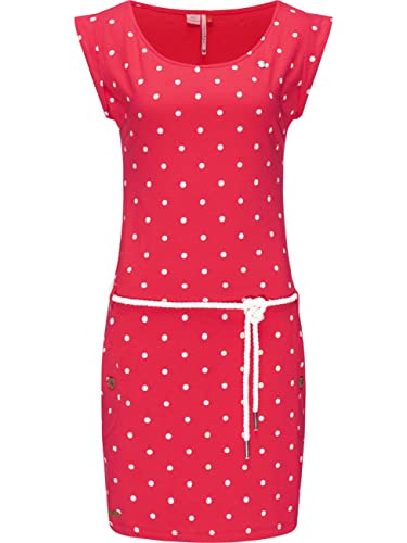 Ragwear Damen Kleid Baumwollkleid Sommerkleid Jerseykleid Tag Dots Raspberry21 Gr. L