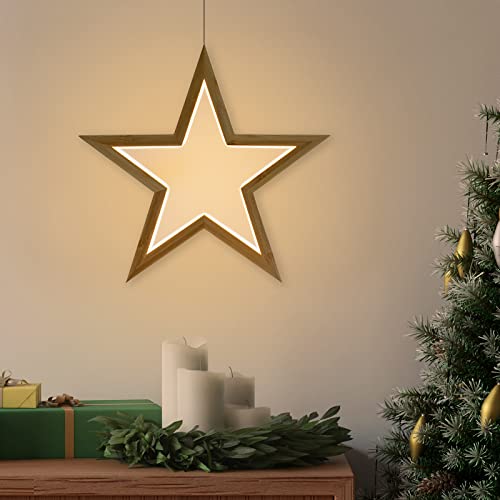 ARTECSIS LED-Stern hängend 33cm Durchmesser I Fensterlicht I Hängelampe I Weihnachtsstern aus Bambus