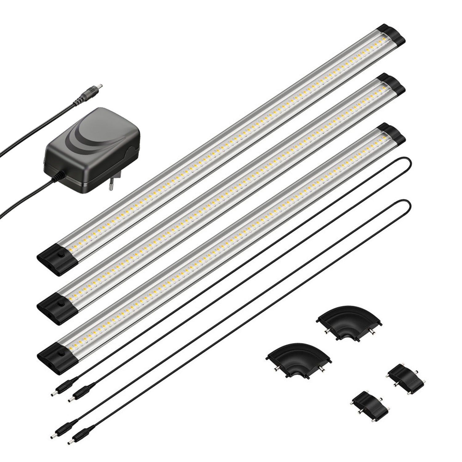 parlat LED Unterbau-Leuchte SIRIS, flach, je 50cm, 100cm Kabel, je 655lm, weiß, 3er Set