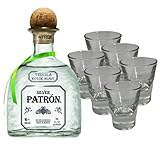 Patrón Vorteilspack Silver Tequila, 40% Vol. 0.7 l & Original Patron Shot Glas Schnapsgläser 6er Pack