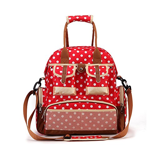 Cheerlife Multifunctional Wickeltasche Windeltasche Pflegetasche Mutter Handtasche Rucksack Umhängetasche Babytasche (Rot)