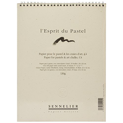 Sennelier, die Soft Pastel Paper Pad 32x24cm - 25 Blätter - 130gsm grau geädert Filzpapier mit interleaved