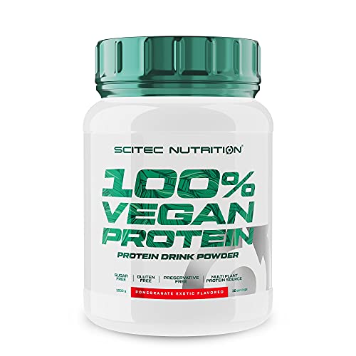 Scitec Nutrition 100% Vegan Protein, Aromatisiertes Getränkepulver mit pflanzlichen Proteinen, mit Vitamin B12 und Süßungsmitteln, Zuckerfrei, Glutenfrei, 1 kg, Exotischer Granatapfel